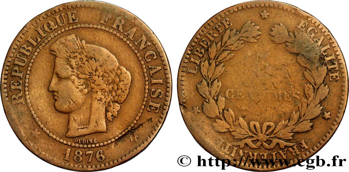 5 centimes Cérès 1876 Paris F.118/13 F12 