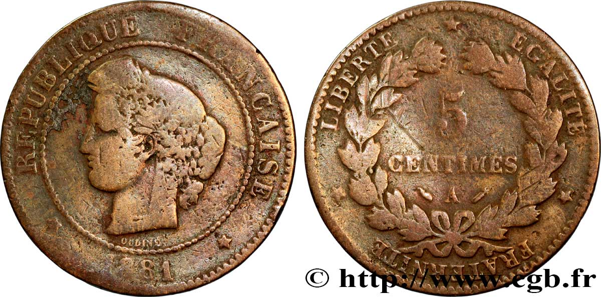 5 centimes Cérès 1881 Paris F.118/22 SGE12 