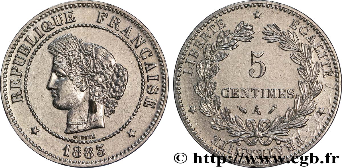 5 centimes Cérès 1883 Paris F.118/24 AU50 