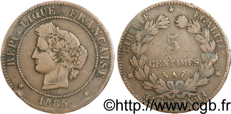 5 centimes Cérès 1885 Paris F.118/27 SGE12 