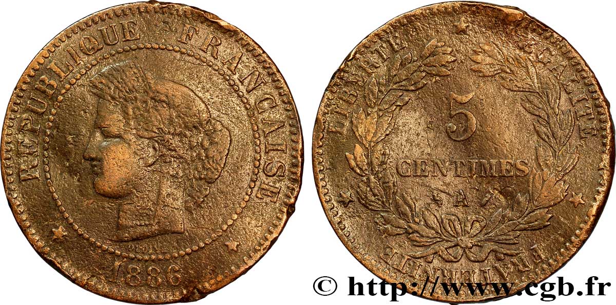5 centimes Cérès 1886 Paris F.118/28 B12 