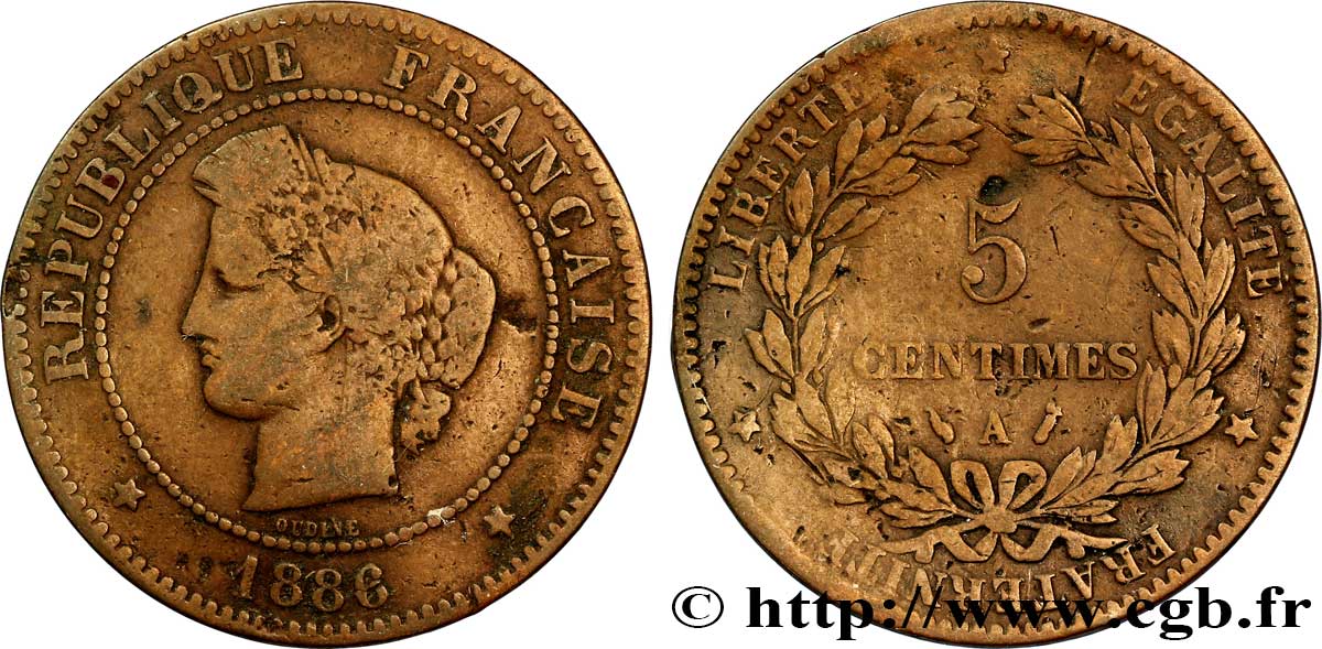 5 centimes Cérès 1886 Paris F.118/28 SGE8 