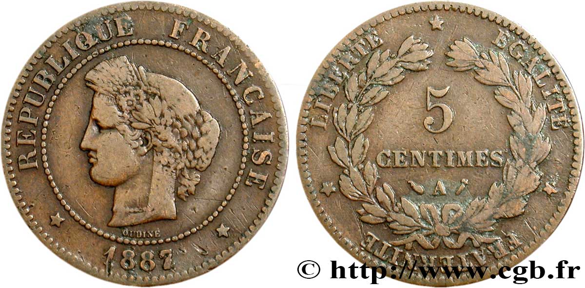5 centimes Cérès 1887 Paris F.118/29 S20 