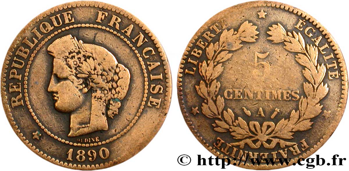 5 centimes Cérès 1890 Paris F.118/32 F12 