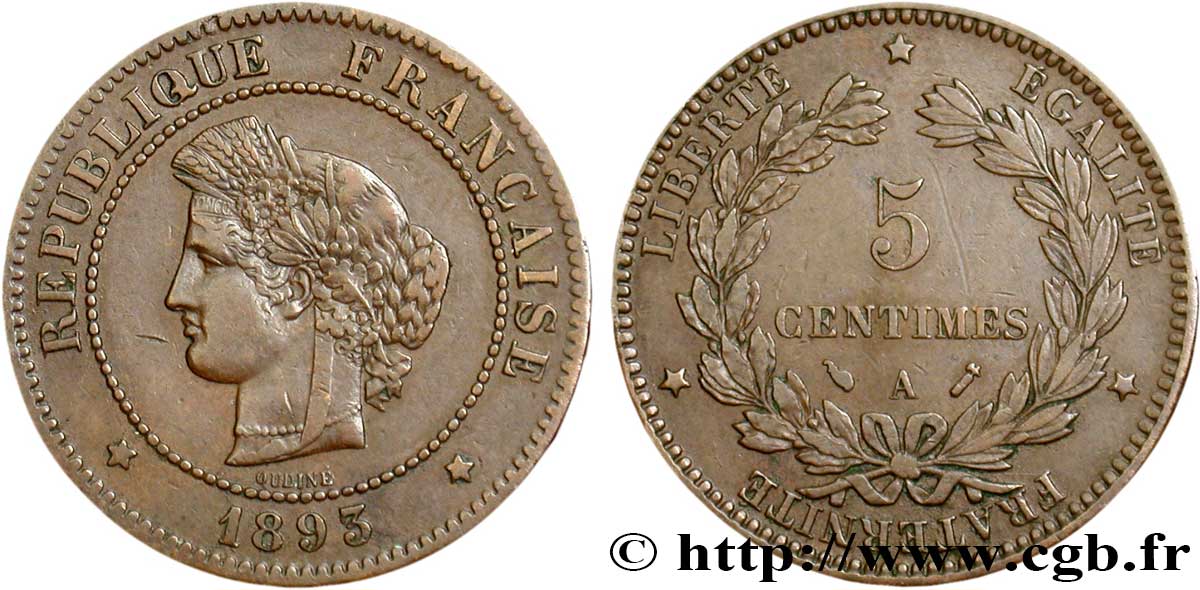 5 centimes Cérès 1893 Paris F.118/35 TTB48 