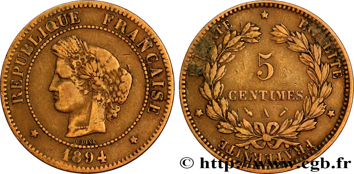 5 centimes Cérès 1894 Paris F.118/36 TB35 