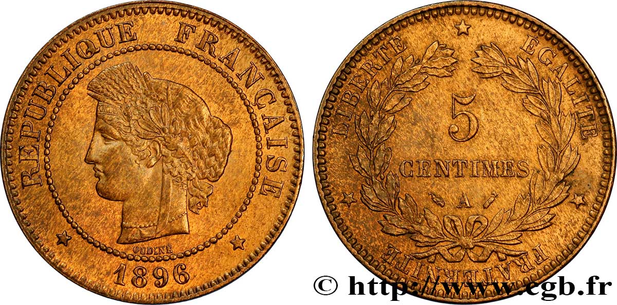5 centimes Cérès 1896 Paris F.118/37 SUP58 