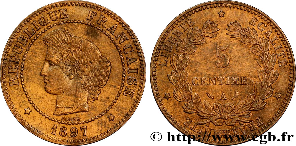 5 centimes Cérès 1897 Paris F.118/39 TTB54 