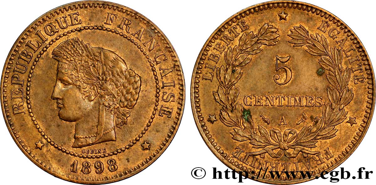 5 centimes Cérès 1898 Paris F.118/41 SPL58 