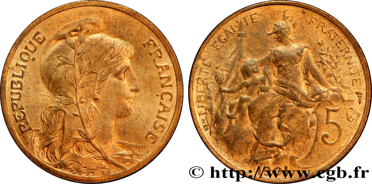 5 centimes Daniel-Dupuis 1901  F.119/11 MS60 