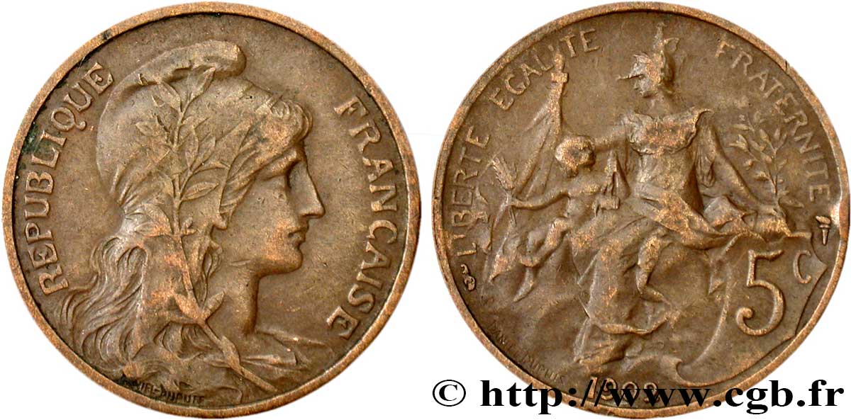 5 centimes Daniel-Dupuis 1902  F.119/12 VF35 