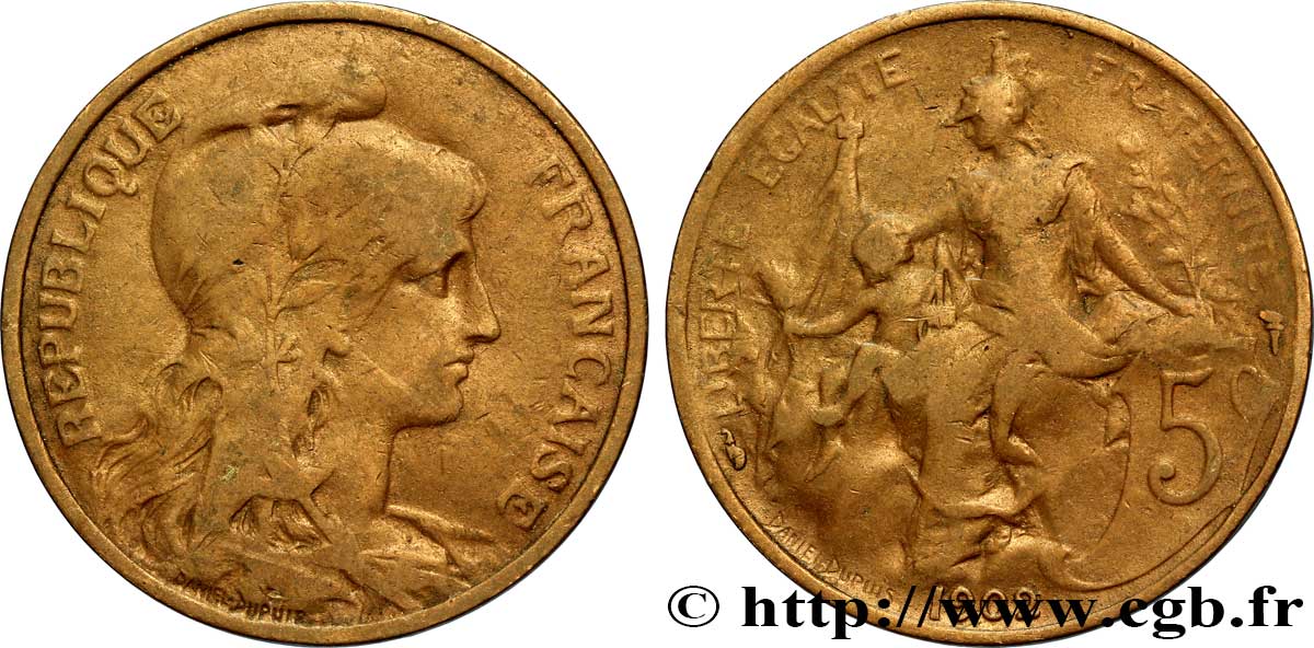 5 centimes Daniel-Dupuis 1902  F.119/12 VF20 