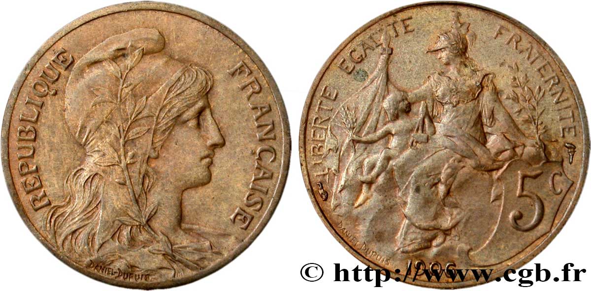 5 centimes Daniel-Dupuis 1906  F.119/16 EBC55 