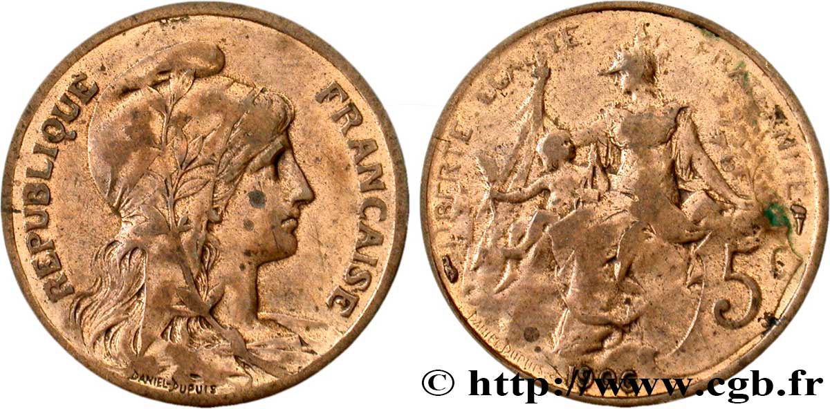 5 centimes Daniel-Dupuis 1906  F.119/16 TTB40 