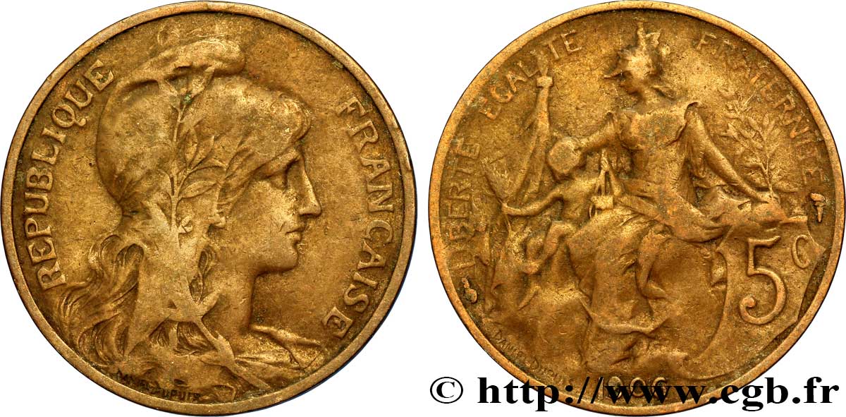 5 centimes Daniel-Dupuis 1906  F.119/16 TB35 
