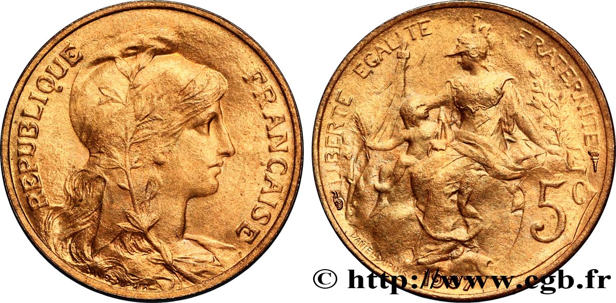5 centimes Daniel-Dupuis 1907  F.119/17 SPL64 