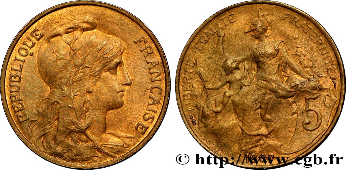 5 centimes Daniel-Dupuis 1907  F.119/17 SUP55 