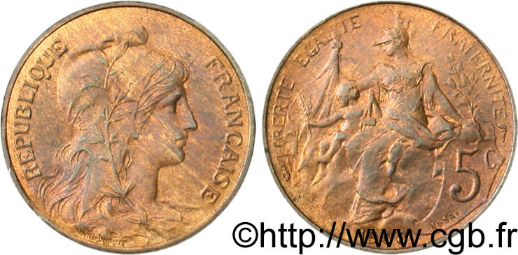 Essai Br 5 centimes Daniel-Dupuis 1908  F.119/18 SUP58 