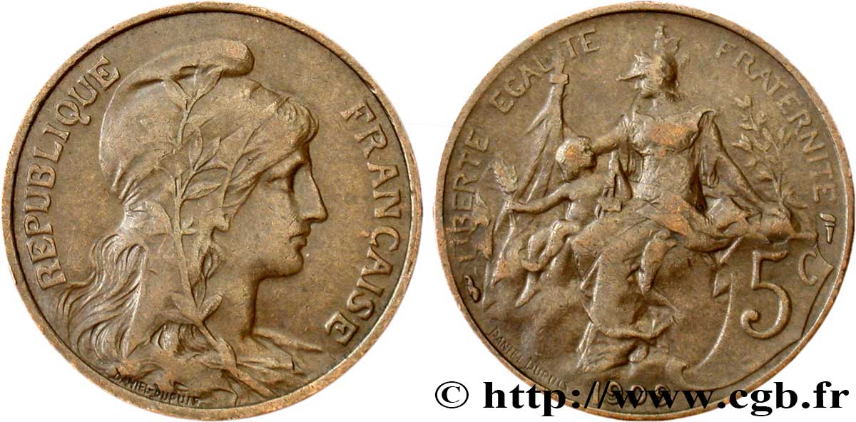 5 centimes Daniel-Dupuis 1909  F.119/20 SS40 