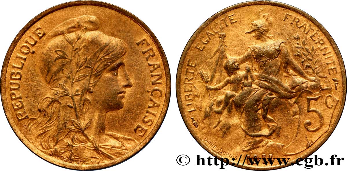 5 centimes Daniel-Dupuis 1911  F.119/23 TTB54 