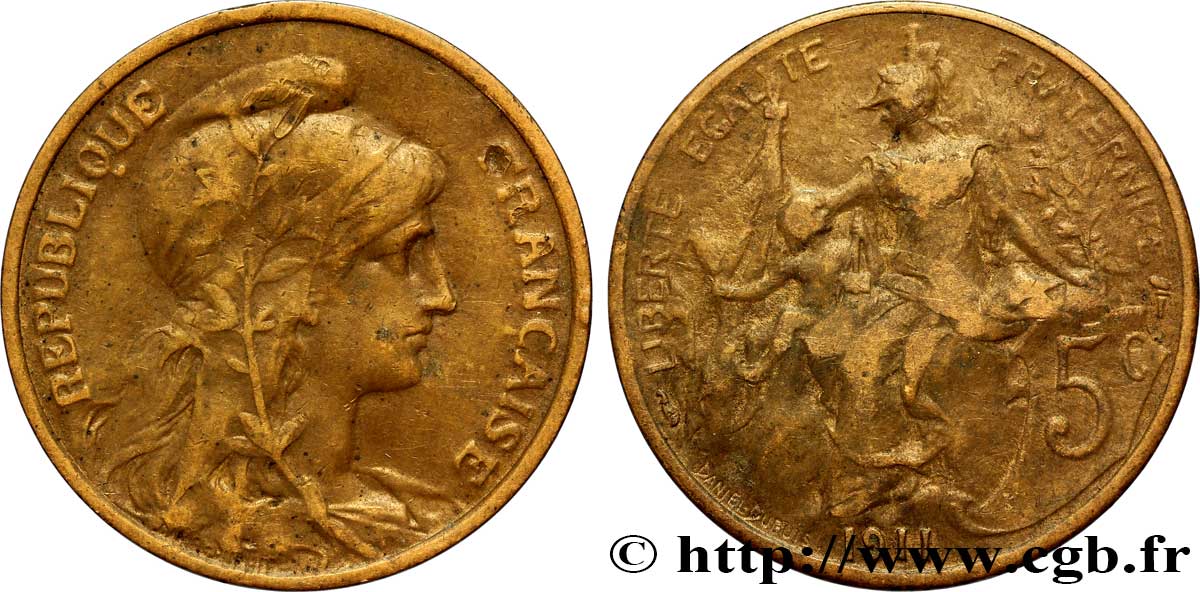 5 centimes Daniel-Dupuis 1911  F.119/23 TB35 