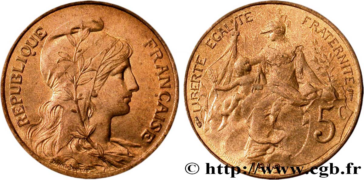 5 centimes Daniel-Dupuis 1912  F.119/24 VZ60 
