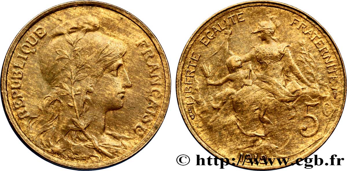 5 centimes Daniel-Dupuis 1912  F.119/24 AU55 