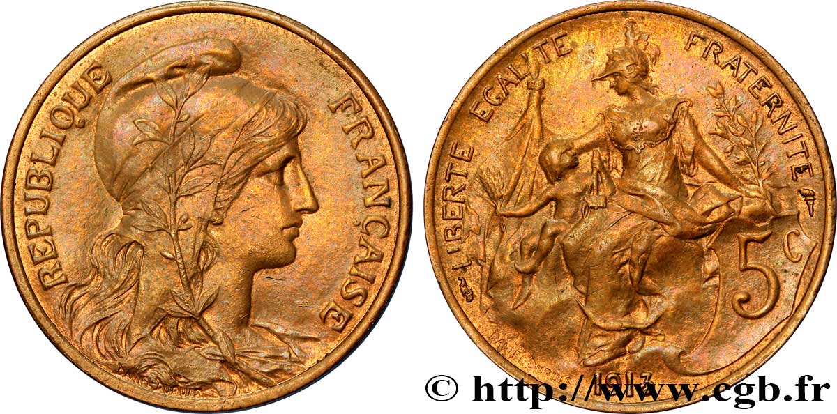 5 centimes Daniel-Dupuis 1913  F.119/25 SUP58 