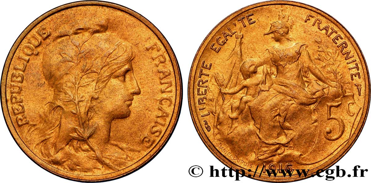 5 centimes Daniel-Dupuis 1916  F.119/28 SUP58 