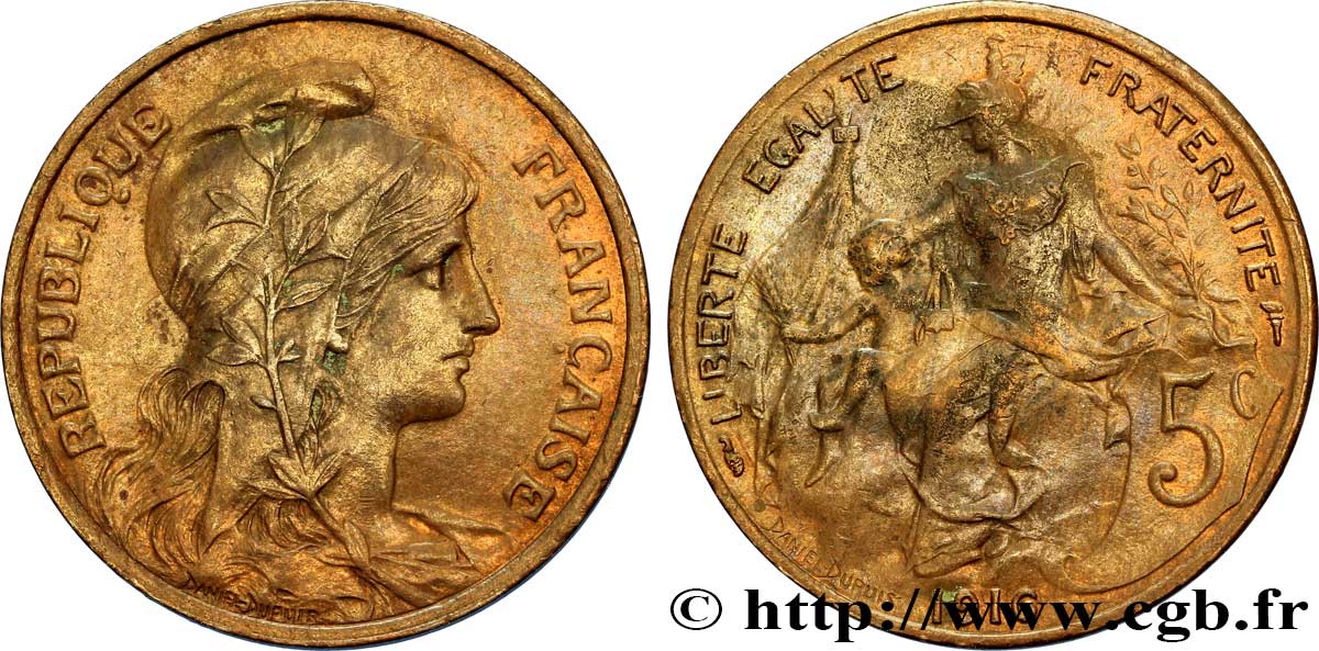5 centimes Daniel-Dupuis 1916  F.119/28 AU54 