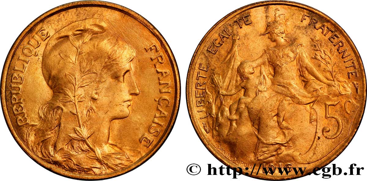 5 centimes Daniel-Dupuis 1916  F.119/29 SPL62 