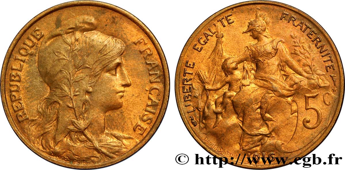 5 centimes Daniel-Dupuis 1916  F.119/29 AU55 