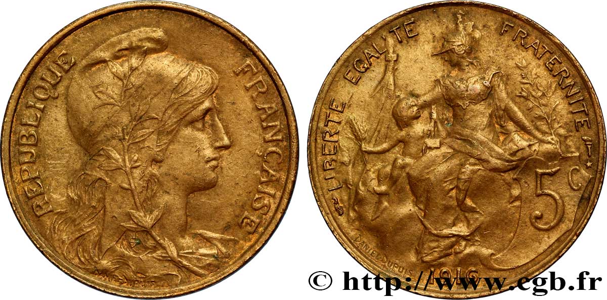 5 centimes Daniel-Dupuis 1916  F.119/29 AU54 