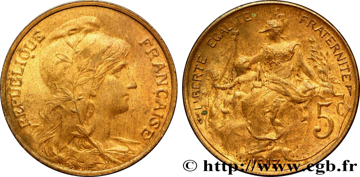 5 centimes Daniel-Dupuis 1917  F.119/30 SUP55 