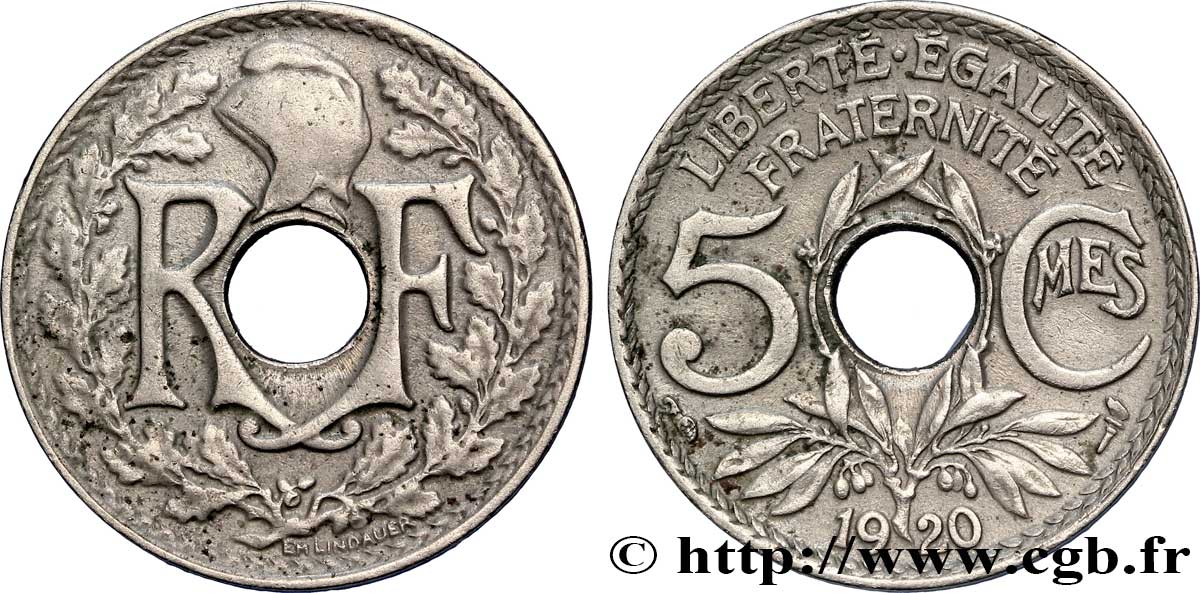 5 centimes Lindauer, grand module 1920 Paris F.121/4 TTB40 