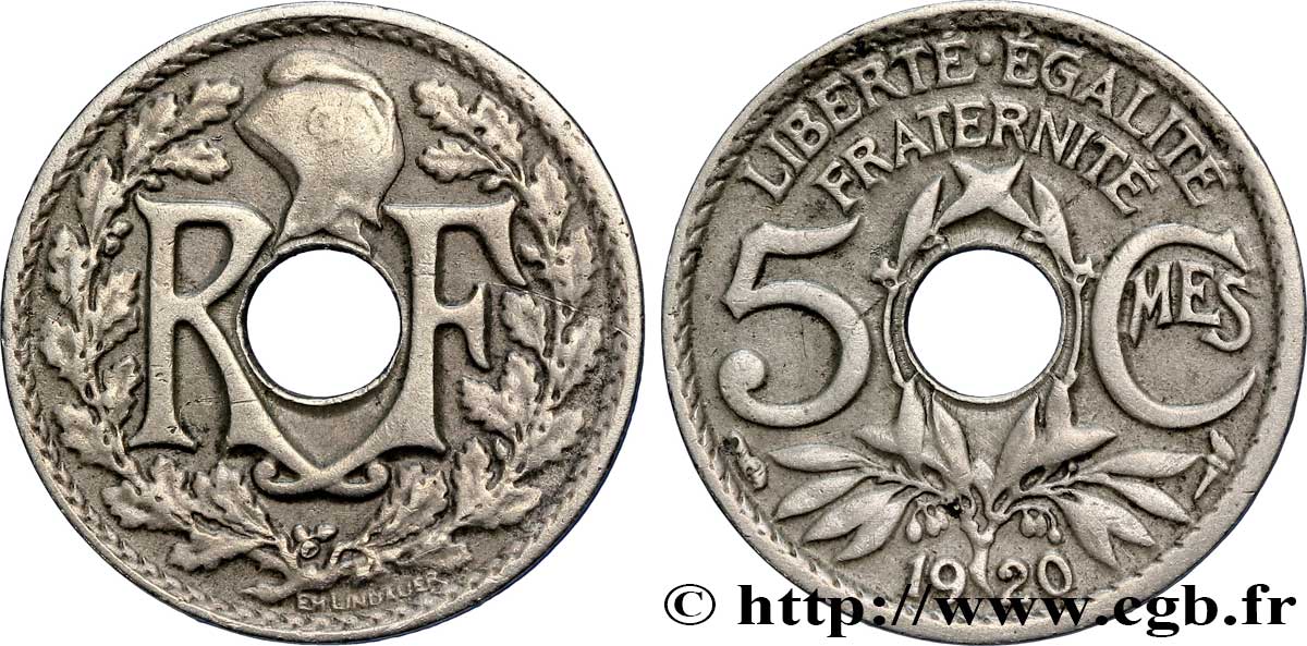5 centimes Lindauer, petit module 1920 Paris F.122/2 XF48 