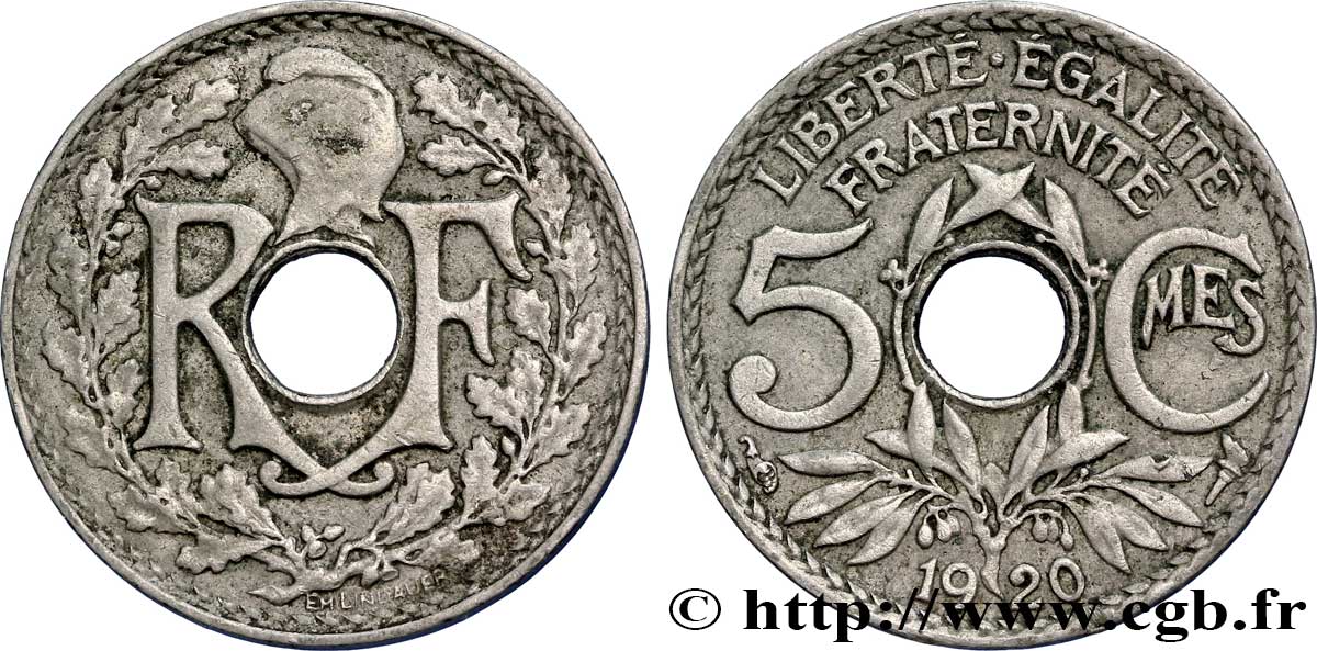 5 centimes Lindauer, petit module 1920 Paris F.122/2 XF40 