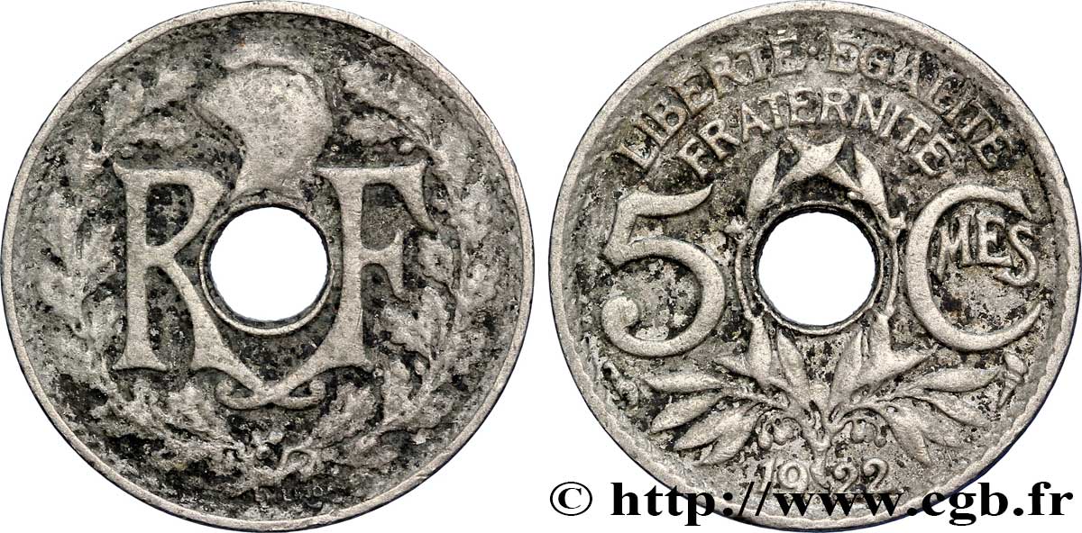 5 centimes Lindauer, petit module 1922 Paris F.122/4 TB35 
