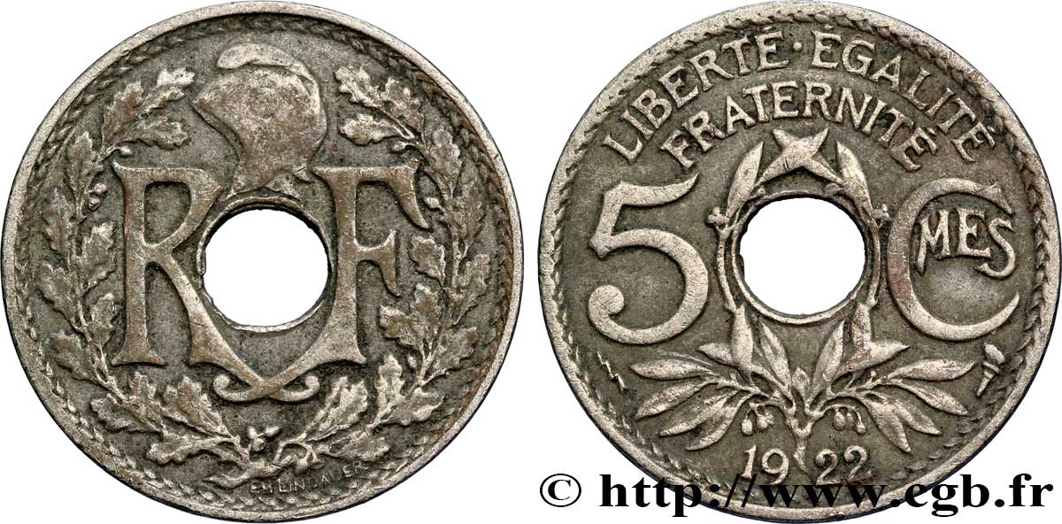 5 centimes Lindauer, petit module 1922 Poissy F.122/5 BC35 