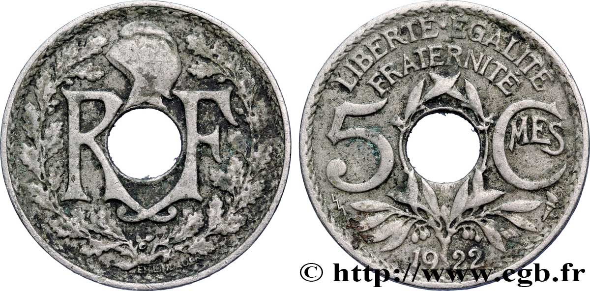 5 centimes Lindauer, petit module 1922 Poissy F.122/5 BC20 