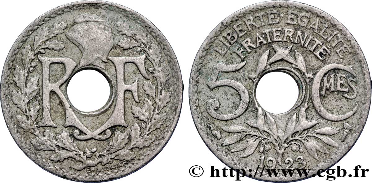 5 centimes Lindauer, petit module 1923 Paris F.122/6 MBC40 