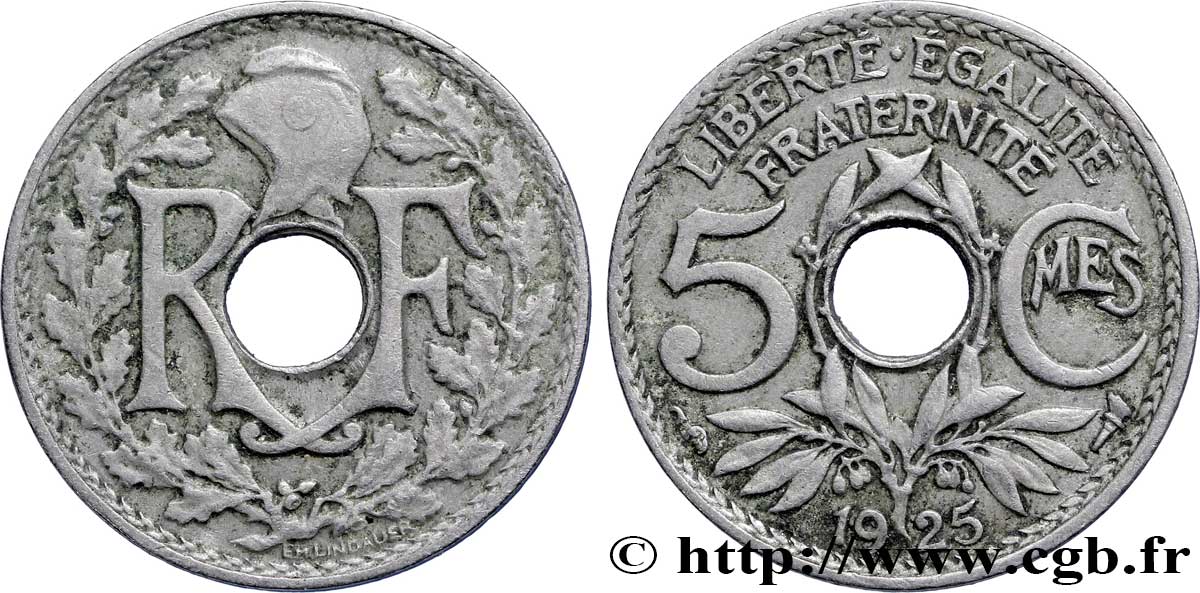 5 centimes Lindauer, petit module 1925 Paris F.122/10 BB48 