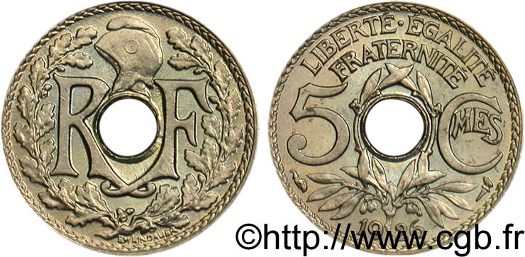 5 centimes Lindauer, petit module 1926 Paris F.122/11 fST63 