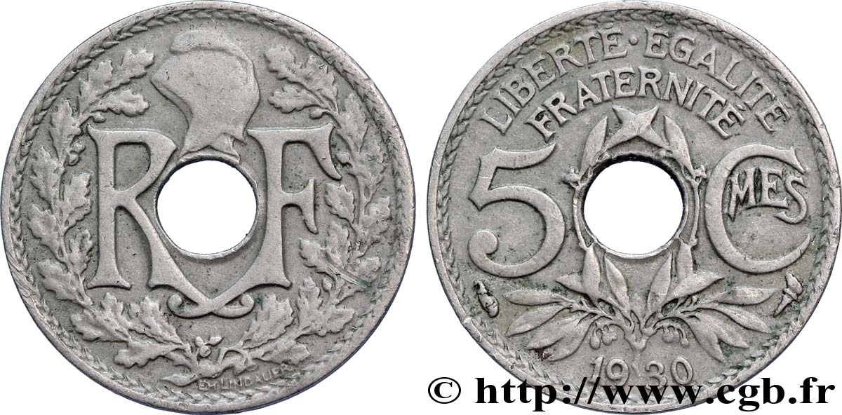 5 centimes Lindauer, petit module 1930 Paris F.122/13 TB35 