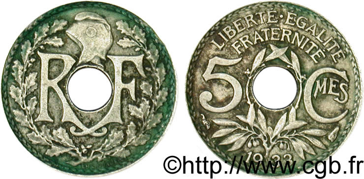 5 centimes Lindauer, petit module 1933 Paris F.122/16 S35 