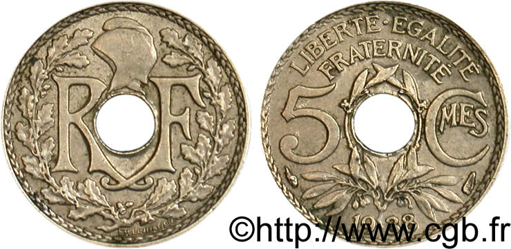 5 centimes Lindauer, petit module 1938 Paris F.122/21 AU55 