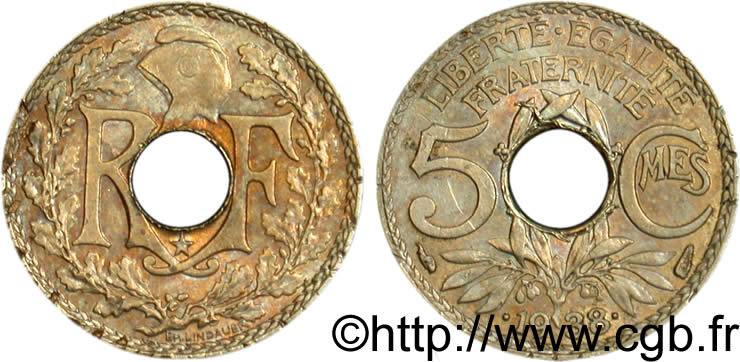 5 centimes Lindauer, maillechort, avec étoile 1938 Paris F.123/1 VZ55 