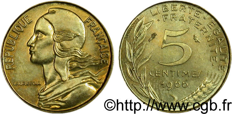Valeur Piece 5 Centimes De Franc 1966