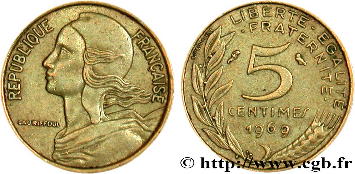 5 centimes Marianne 1969 Paris F.125/5 MBC48 
