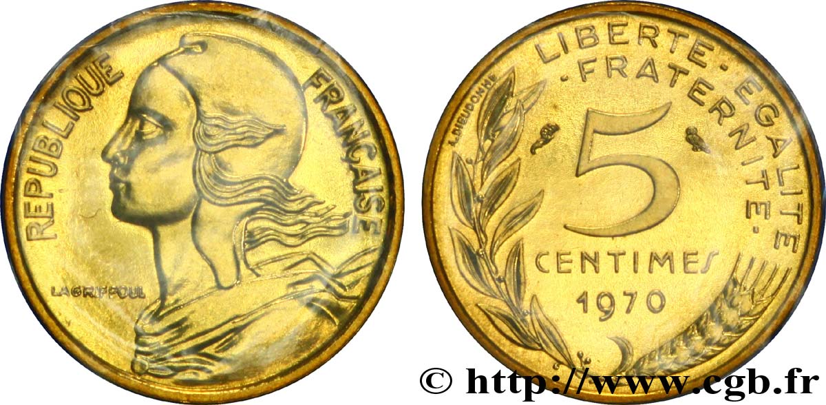 5 centimes Marianne 1970 Paris F.125/6 FDC70 